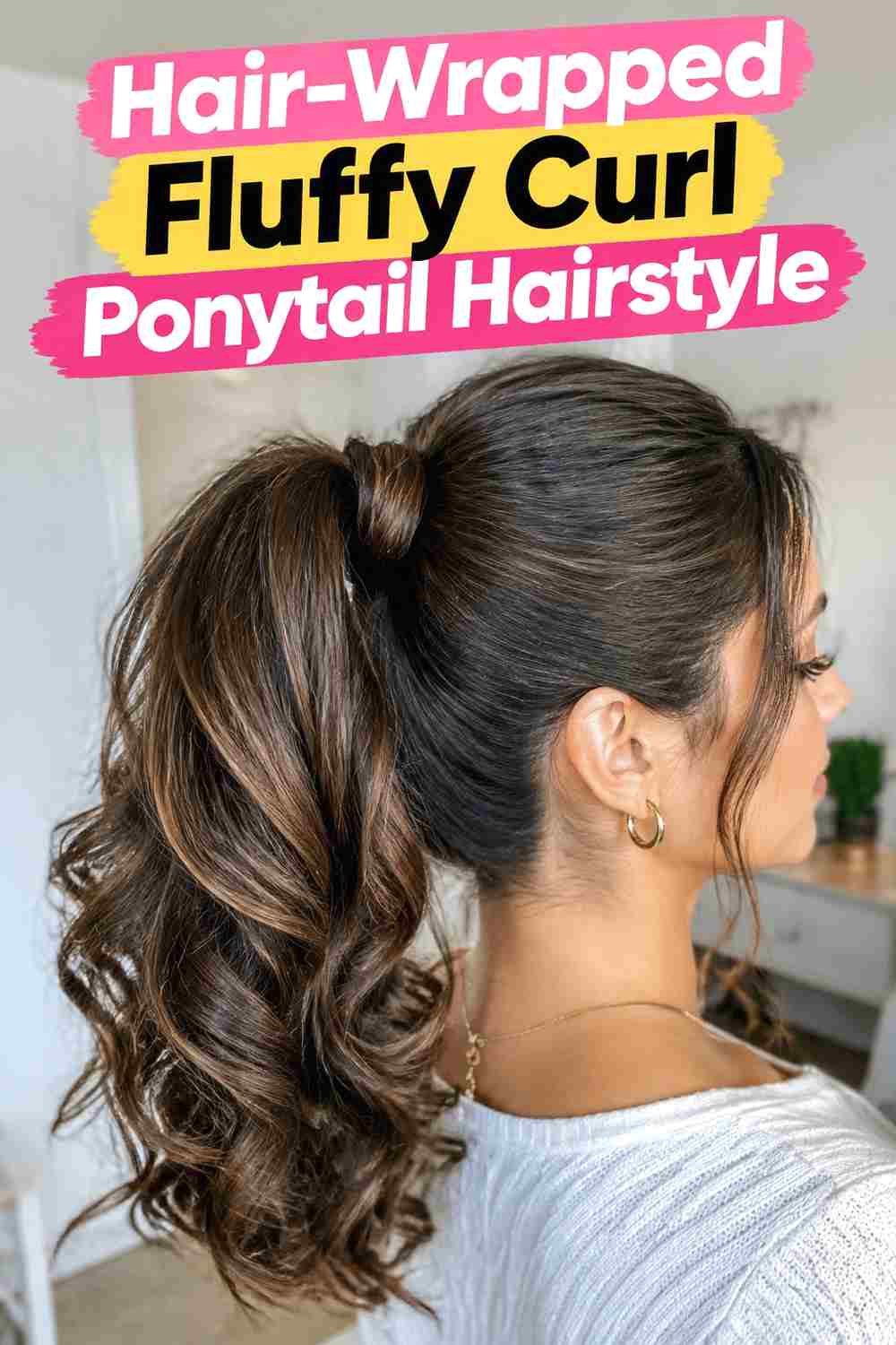 11. Hair Wrapped Fluffy Curl Ponytail Hairstyle