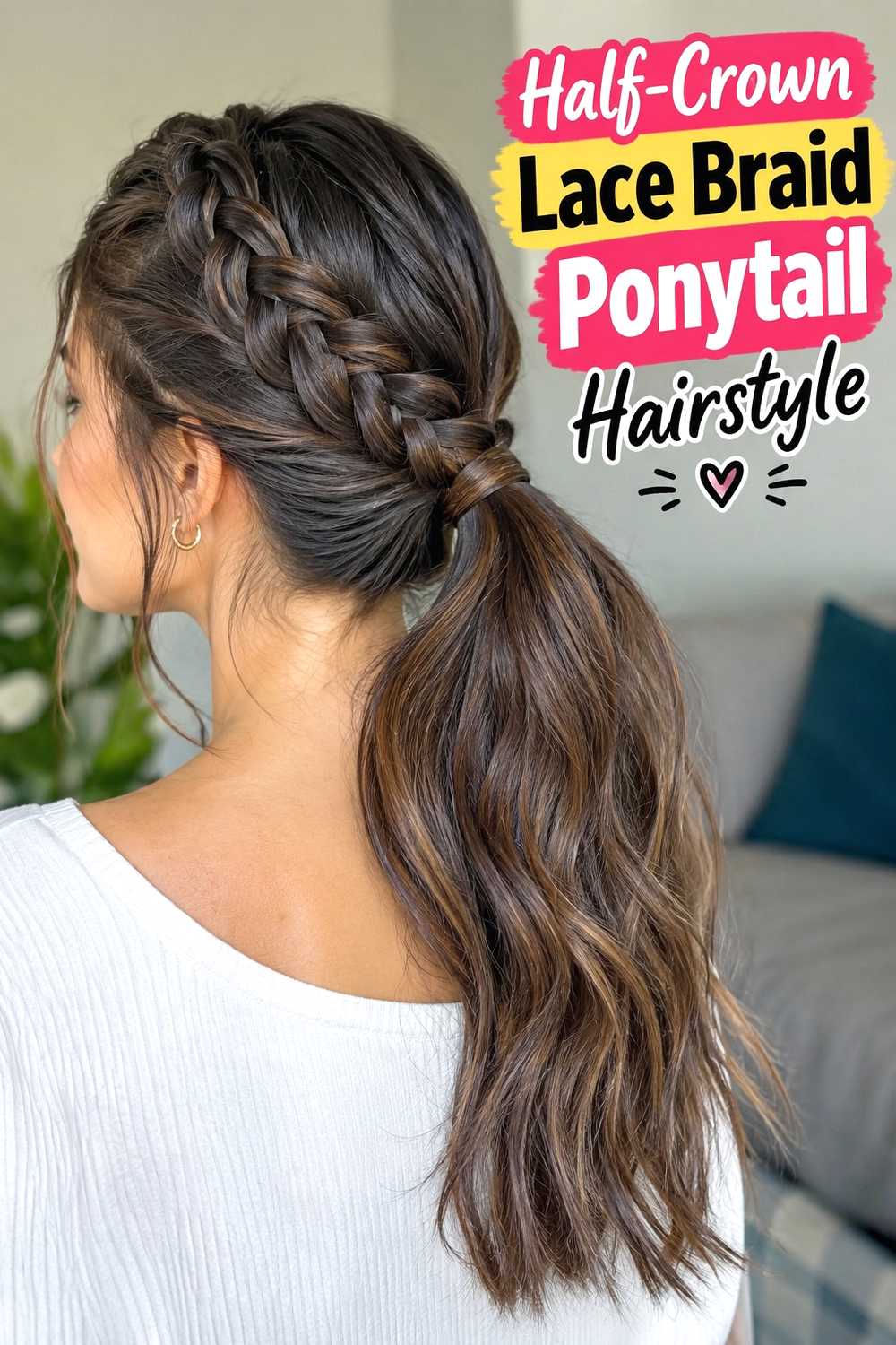 14. Half Crown Lace Braid Ponytail Hairstyle