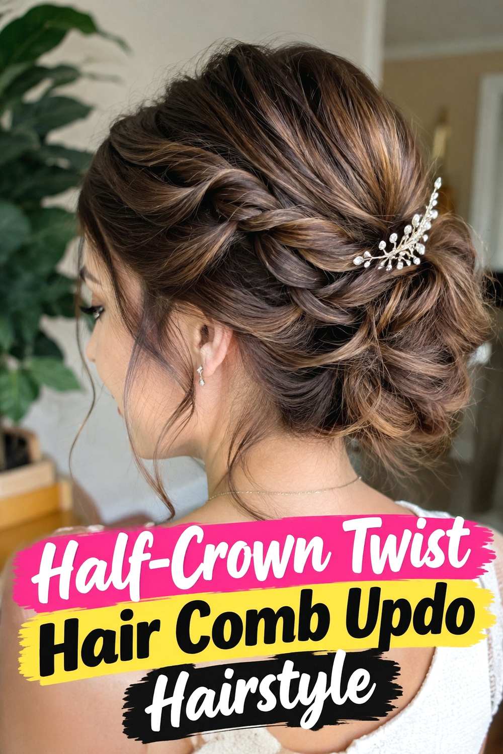 11. Half Crown Twist Hair Comb Updo Hairstyle