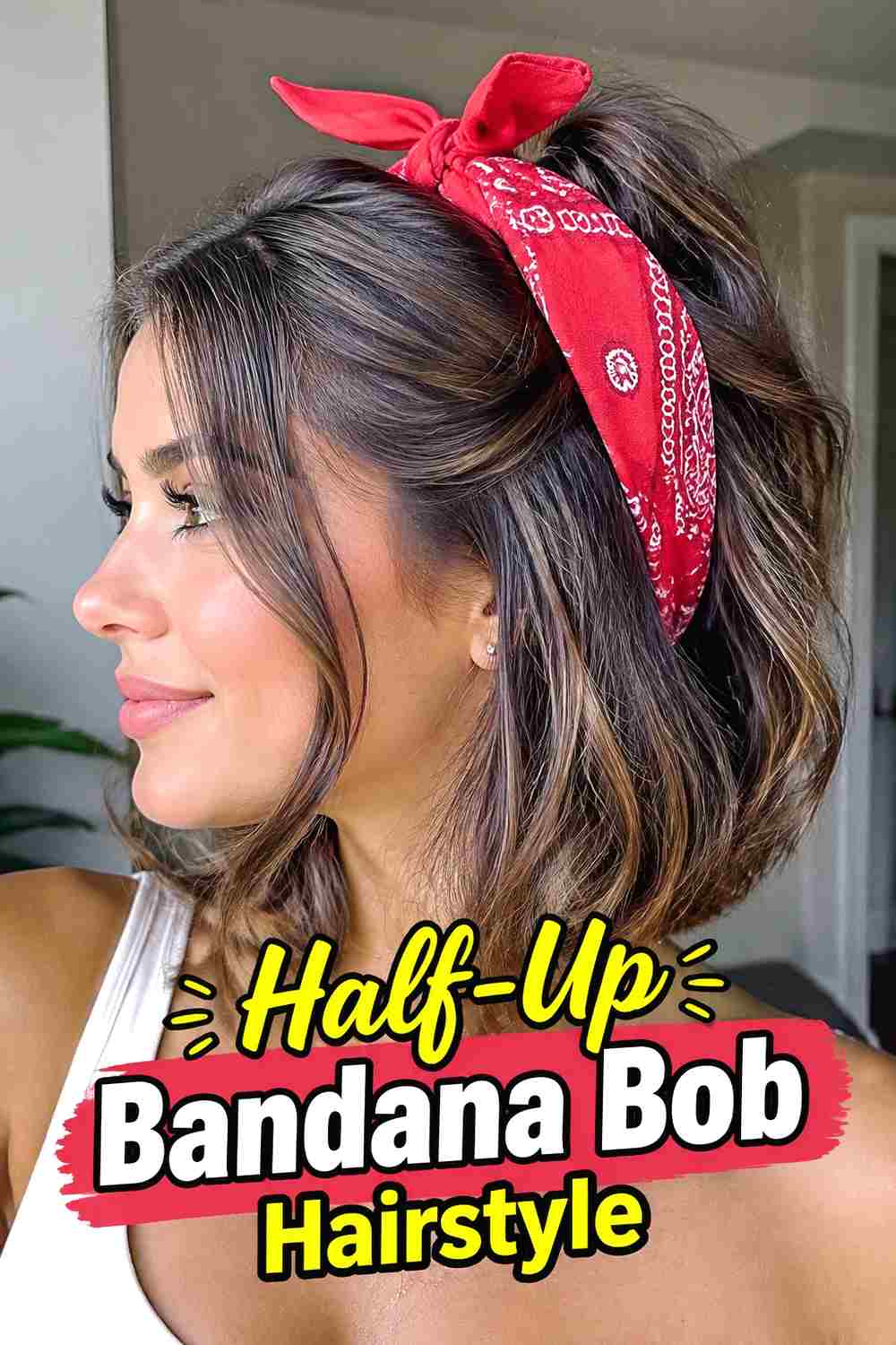13. Half Up Bandana Bob Hairstyle