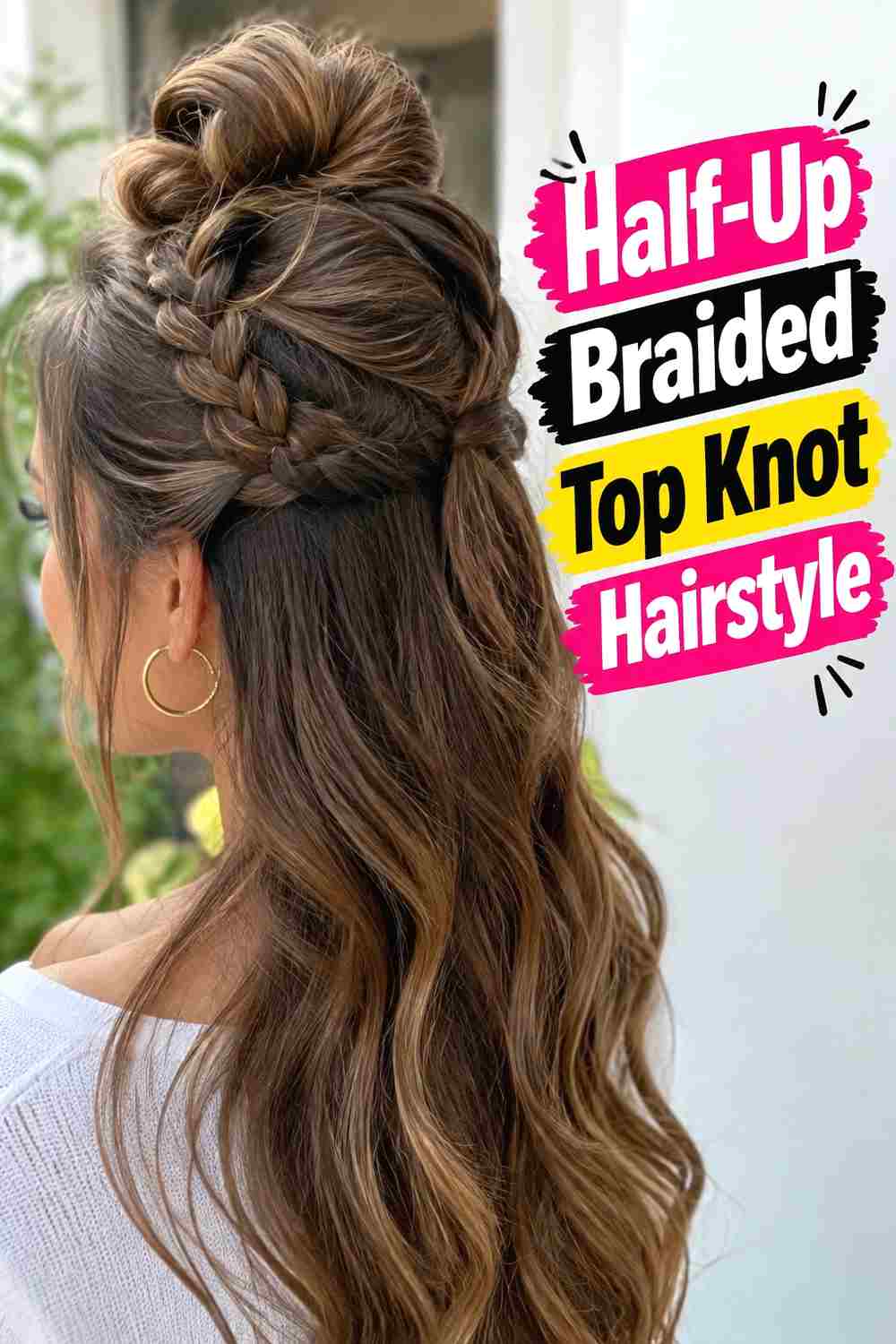 14. Half Up Braided Top Knot Hairstyle