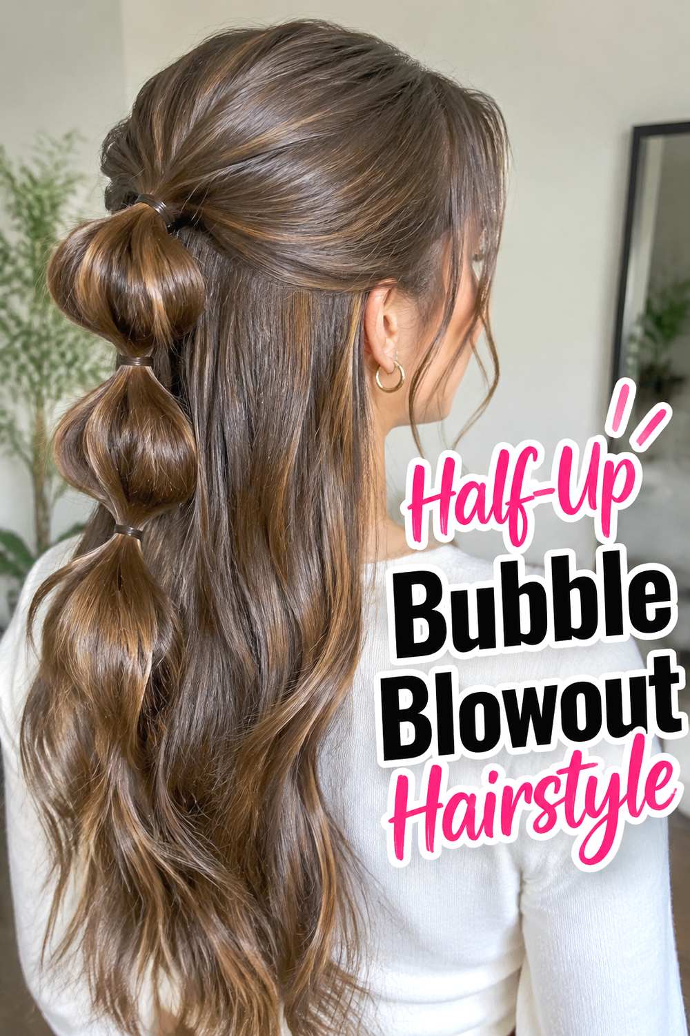 Half-Up Bubble Blowout Hairstyle