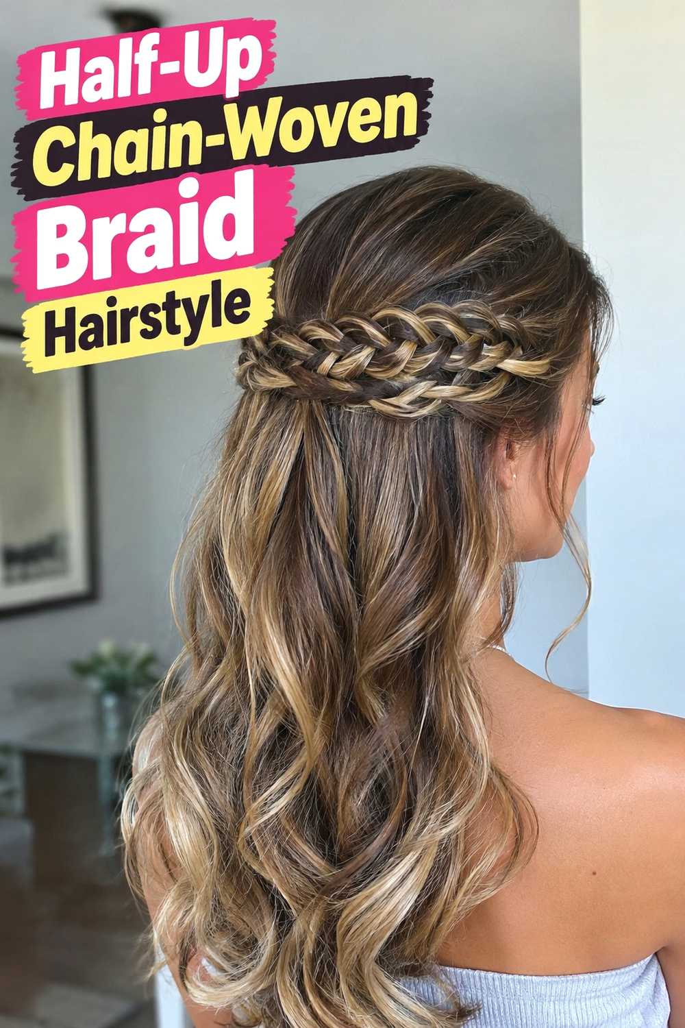5. Half Up Chain Woven Braid Hairstyle