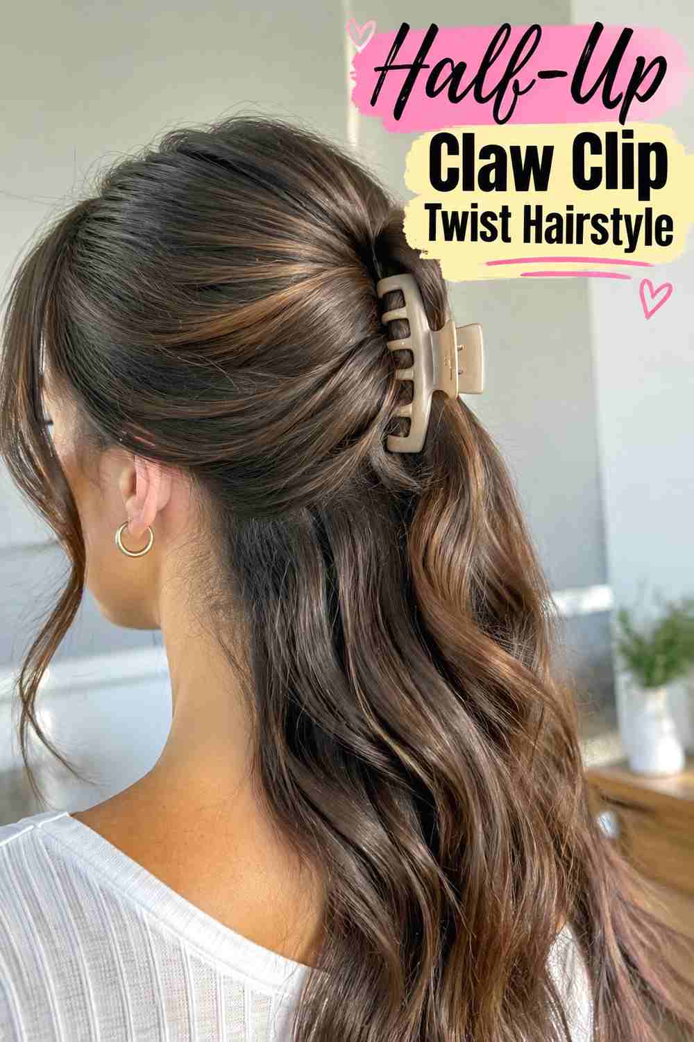 5. Half Up Claw Clip Twist Hairstyle