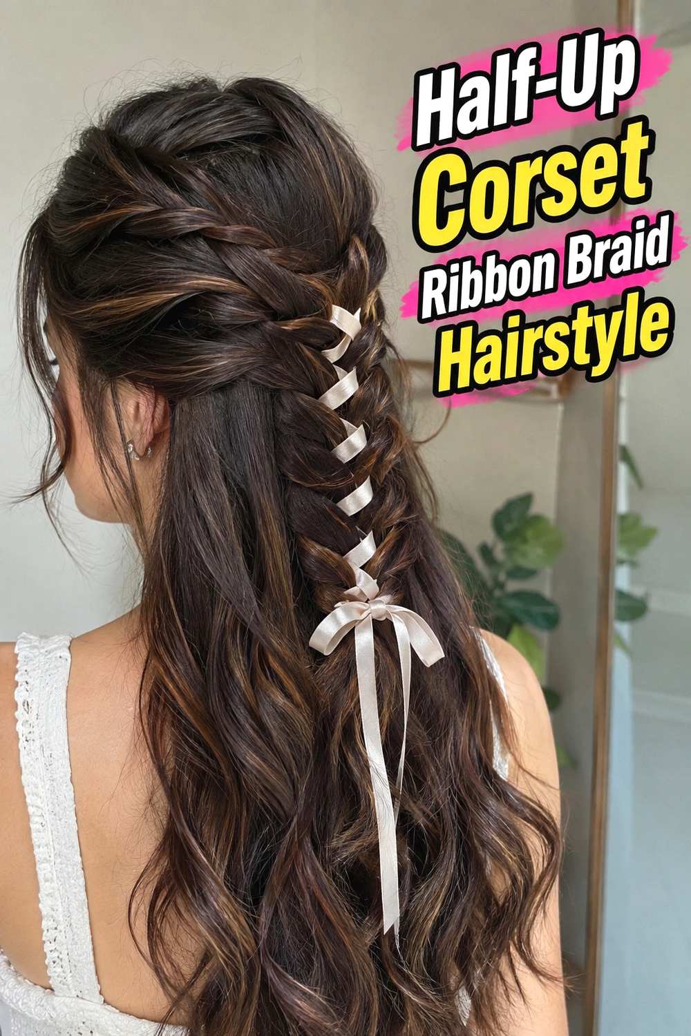 3. Half Up Corset Ribbon Braid Hairstyle