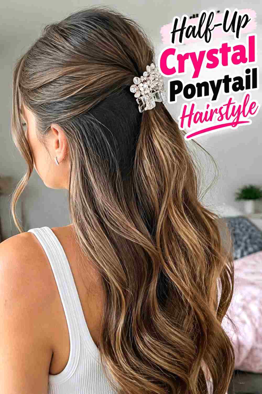 9. Half Up Crystal Ponytail Hairstyle