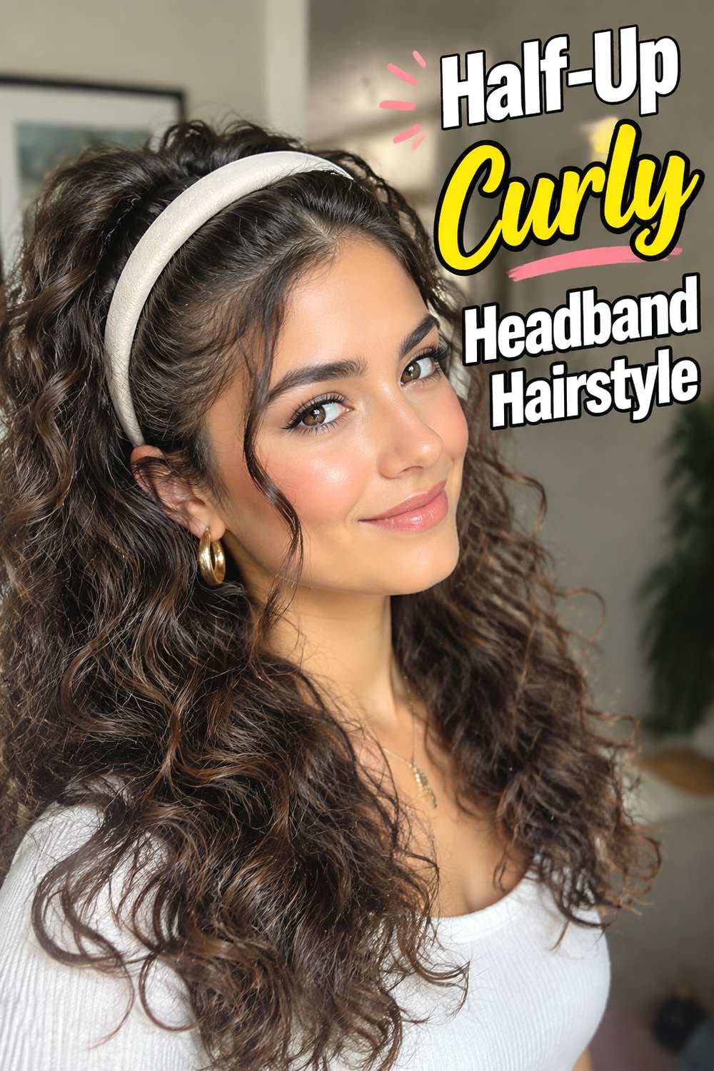 Half-Up Curly Headband Hairstyle