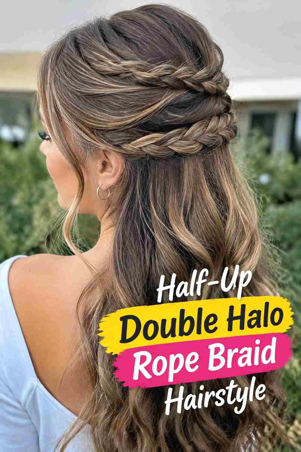 3. Half Up Double Halo Rope Braid Hairstyle