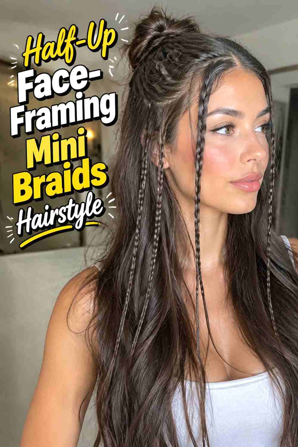 11. Half Up Face Framing Mini Braids Hairstyle