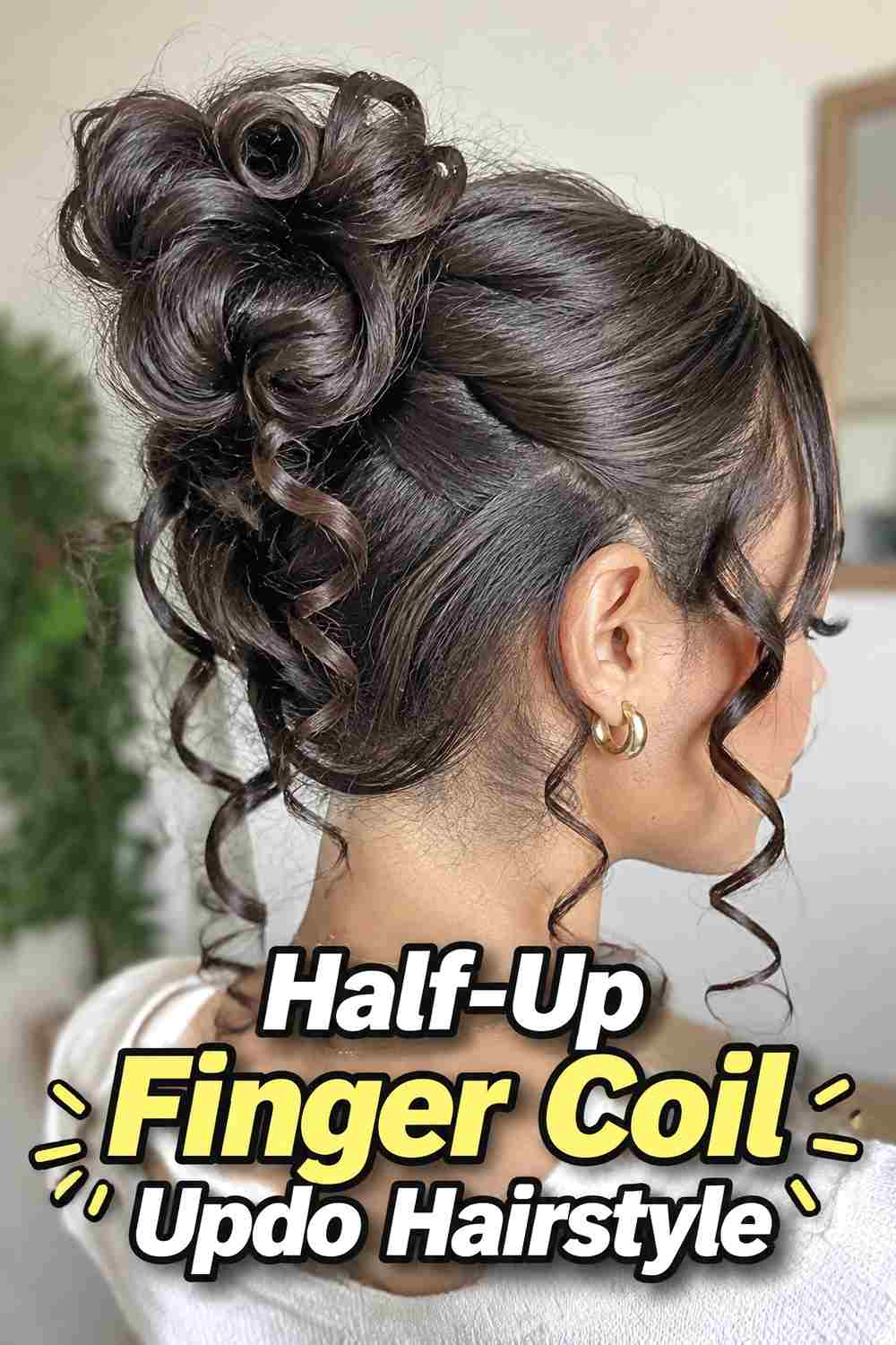 8. Half Up Finger Coil Updo Hairstyle