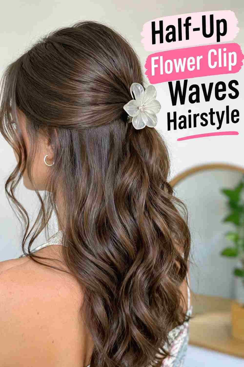 5. Half Up Flower Clip Waves Hairstyle