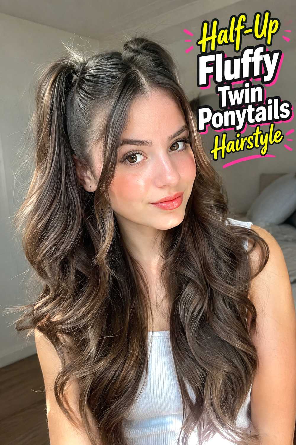 Half-Up Fluffy Twin Ponytails Hairstyle