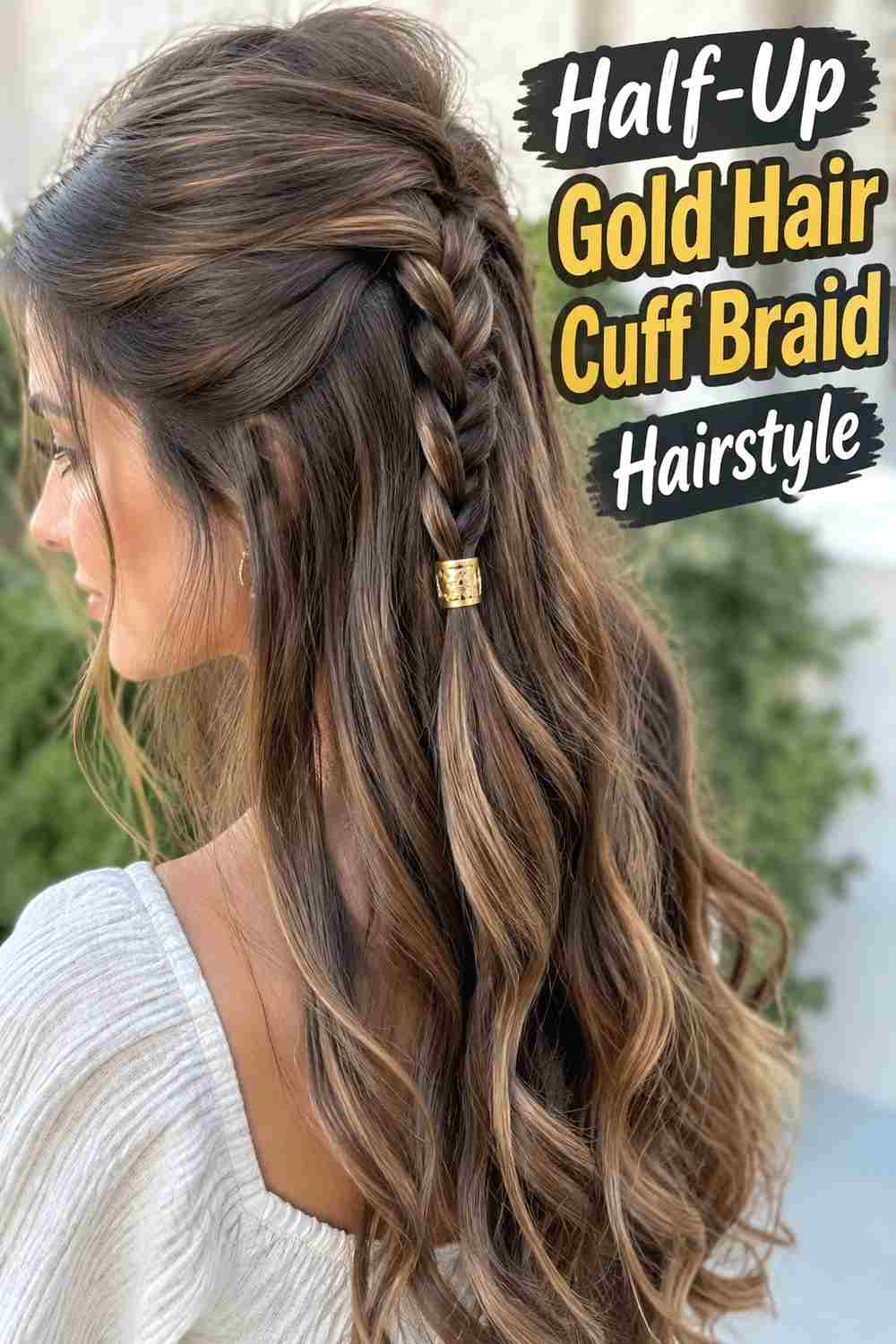 7. Half Up Gold Hair Cuff Braid Hairstyle