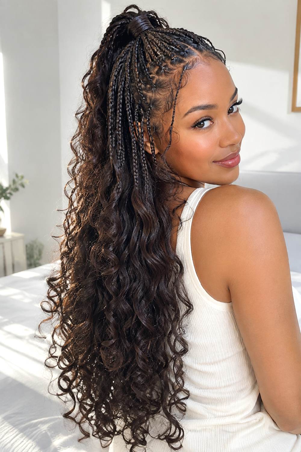 Half-Up Half-Down Milano Curls Braid Hairstyle