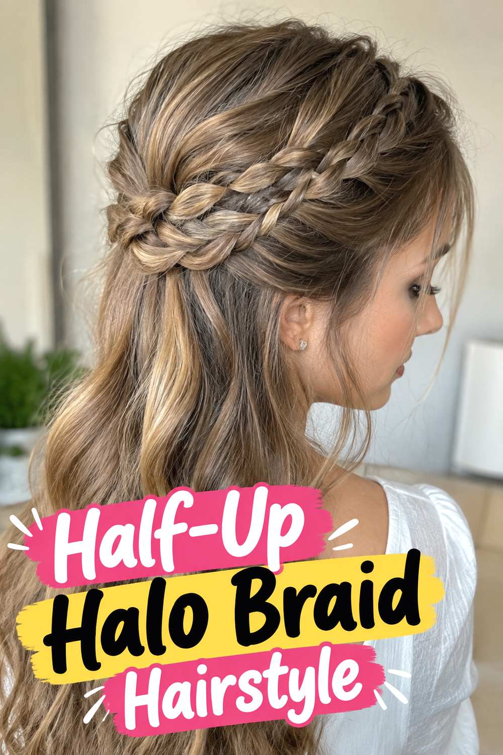 Half-Up Halo Braid Hairstyle