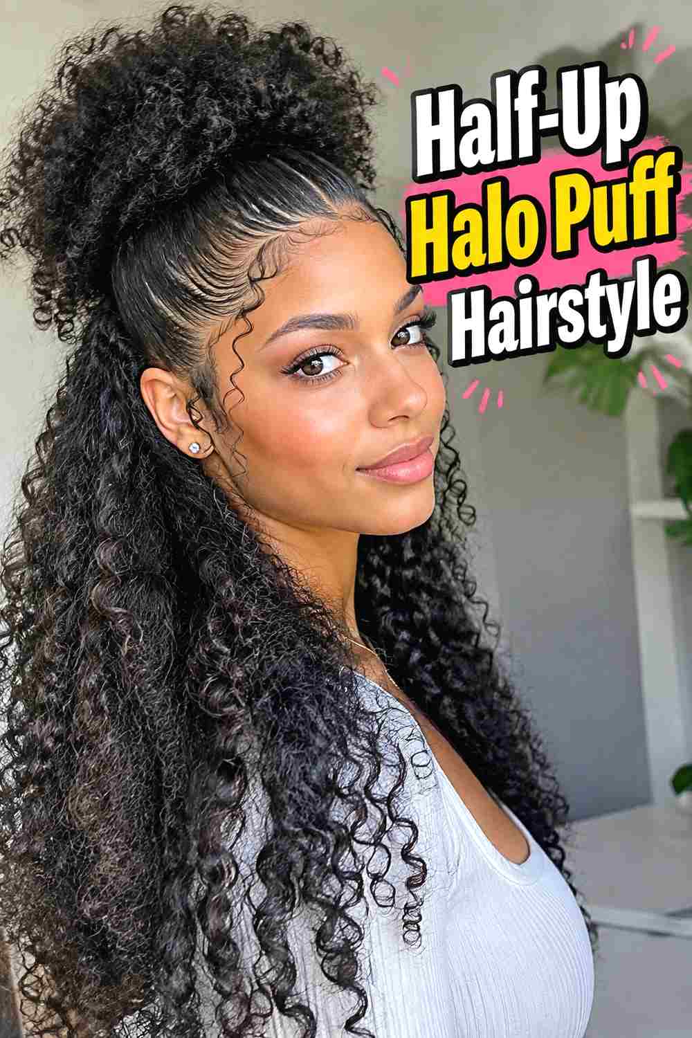 14. Half Up Halo Puff Hairstyle