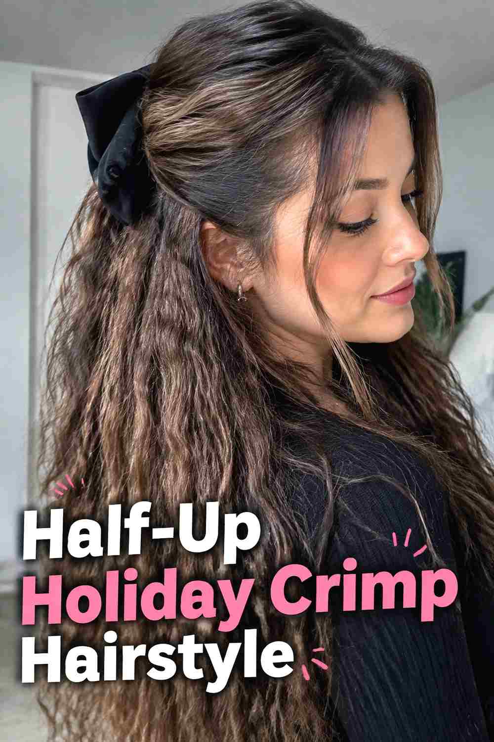 3. Half Up Holiday Crimp Hairstyle