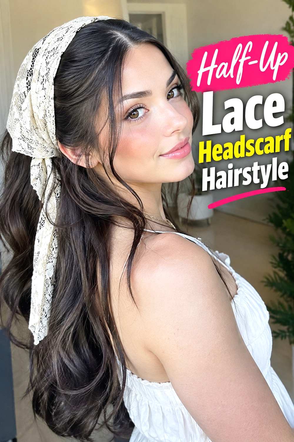 3. Half Up Lace Headscarf Hairstyle