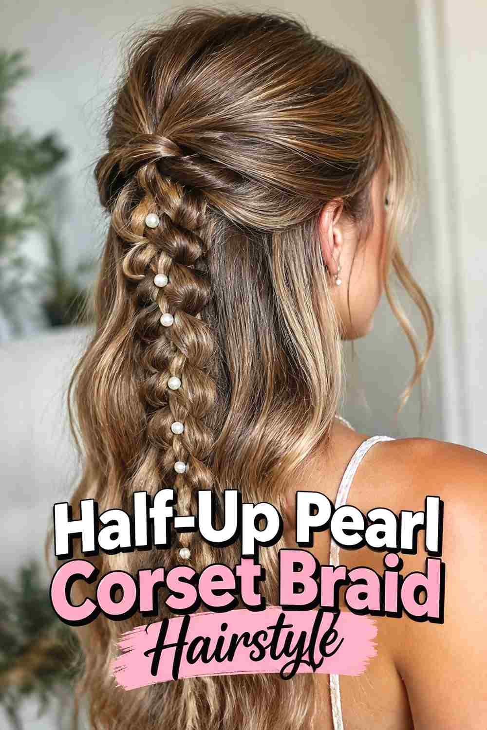 3. Half Up Pearl Corset Braid Hairstyle
