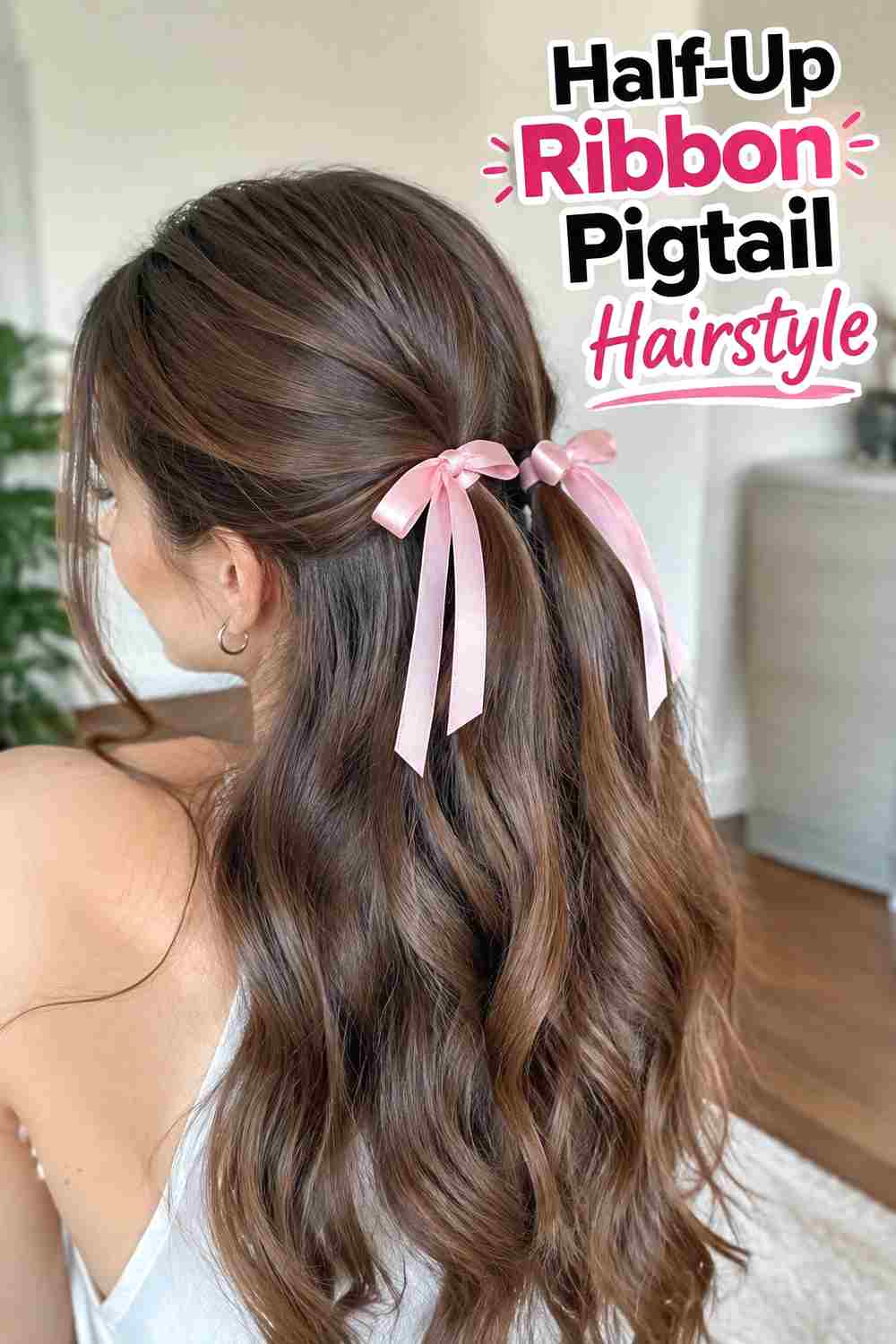 11. Half Up Ribbon Pigtail Hairstyle