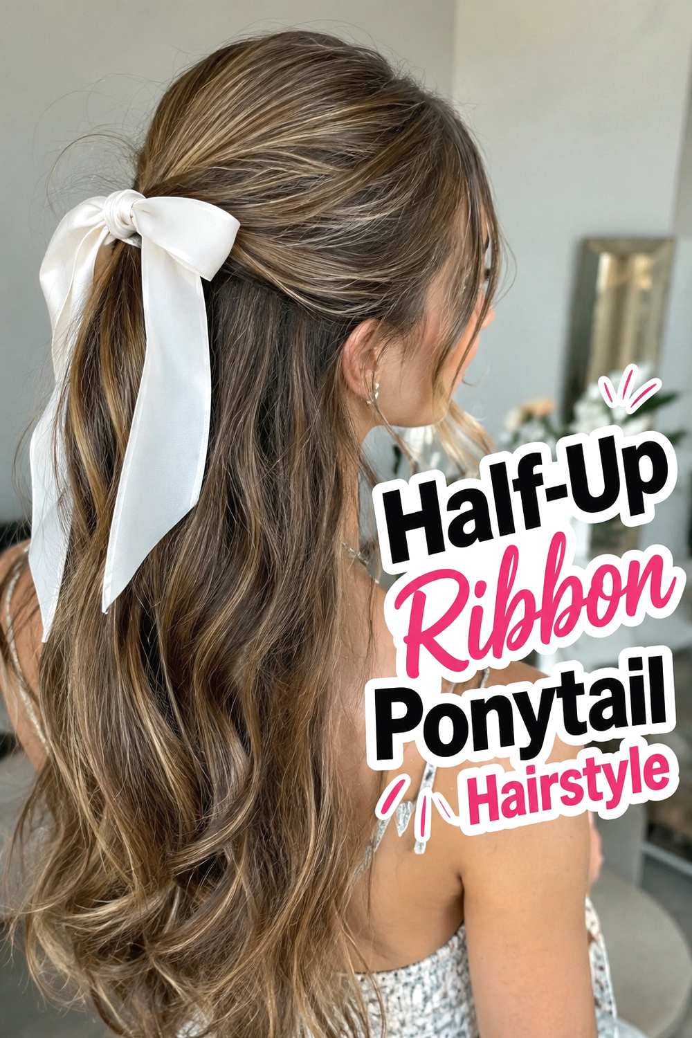 8. Half Up Ribbon Ponytail Hairstyle