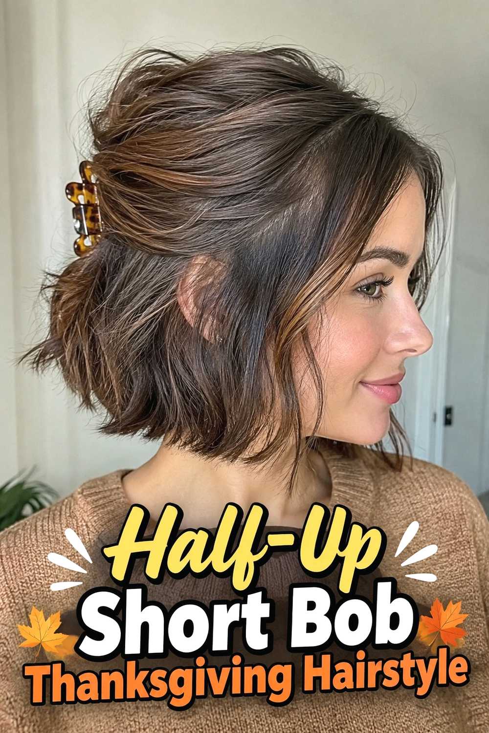 5. Half Up Short Bob Thanksgiving Hairstyle