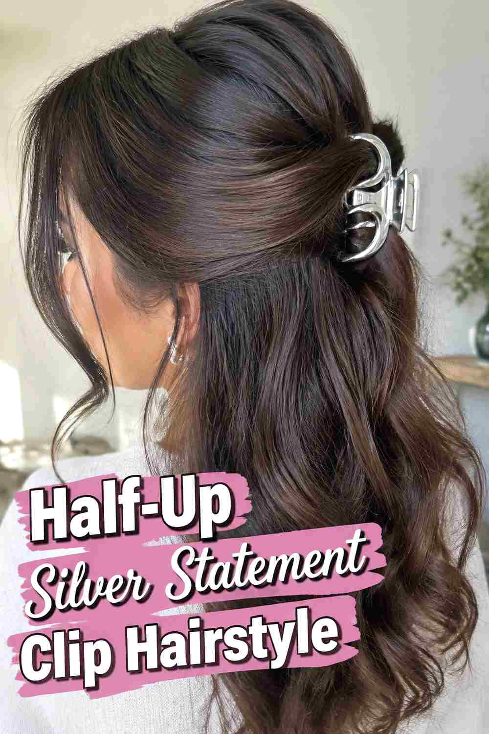 8. Half Up Silver Statement Clip Hairstyle