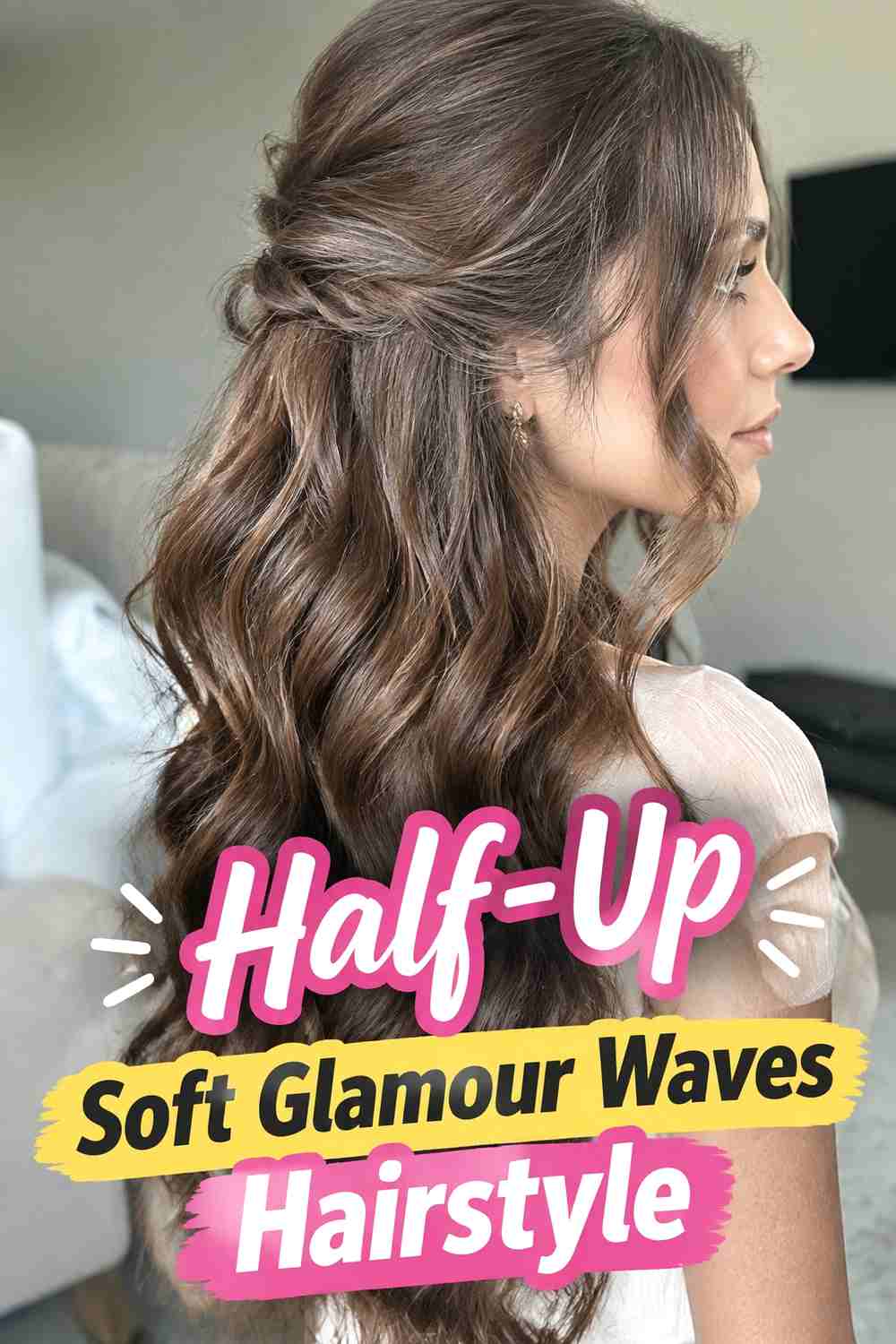 9. Half Up Soft Glamour Waves Hairstyle