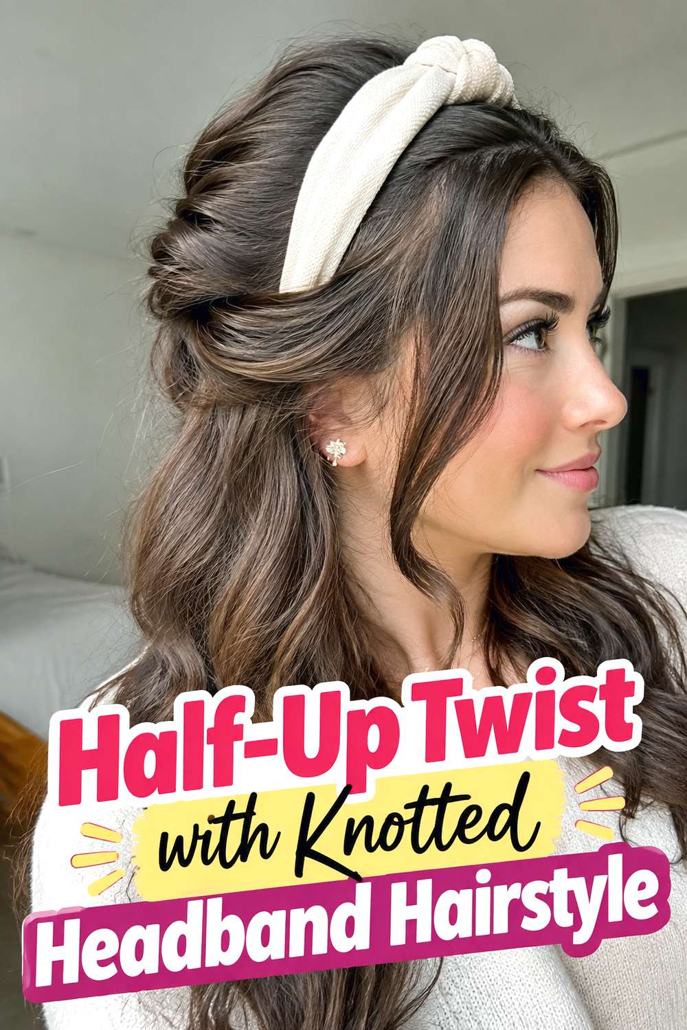 Half-Up Twist with Knotted Headband Hairstyle