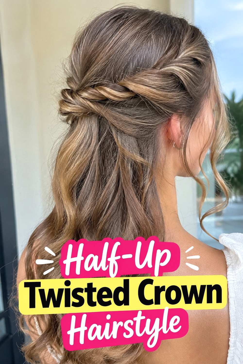 17. Half Up Twisted Crown Hairstyle
