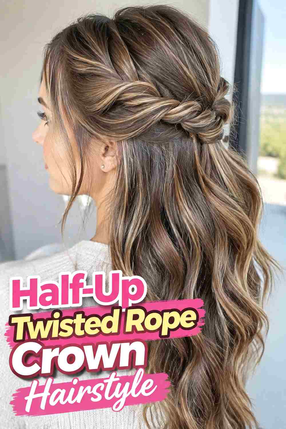 4. Half Up Twisted Rope Crown Hairstyle