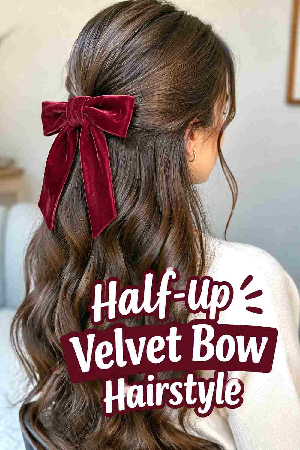 3. Half Up Velvet Bow Hairstyle