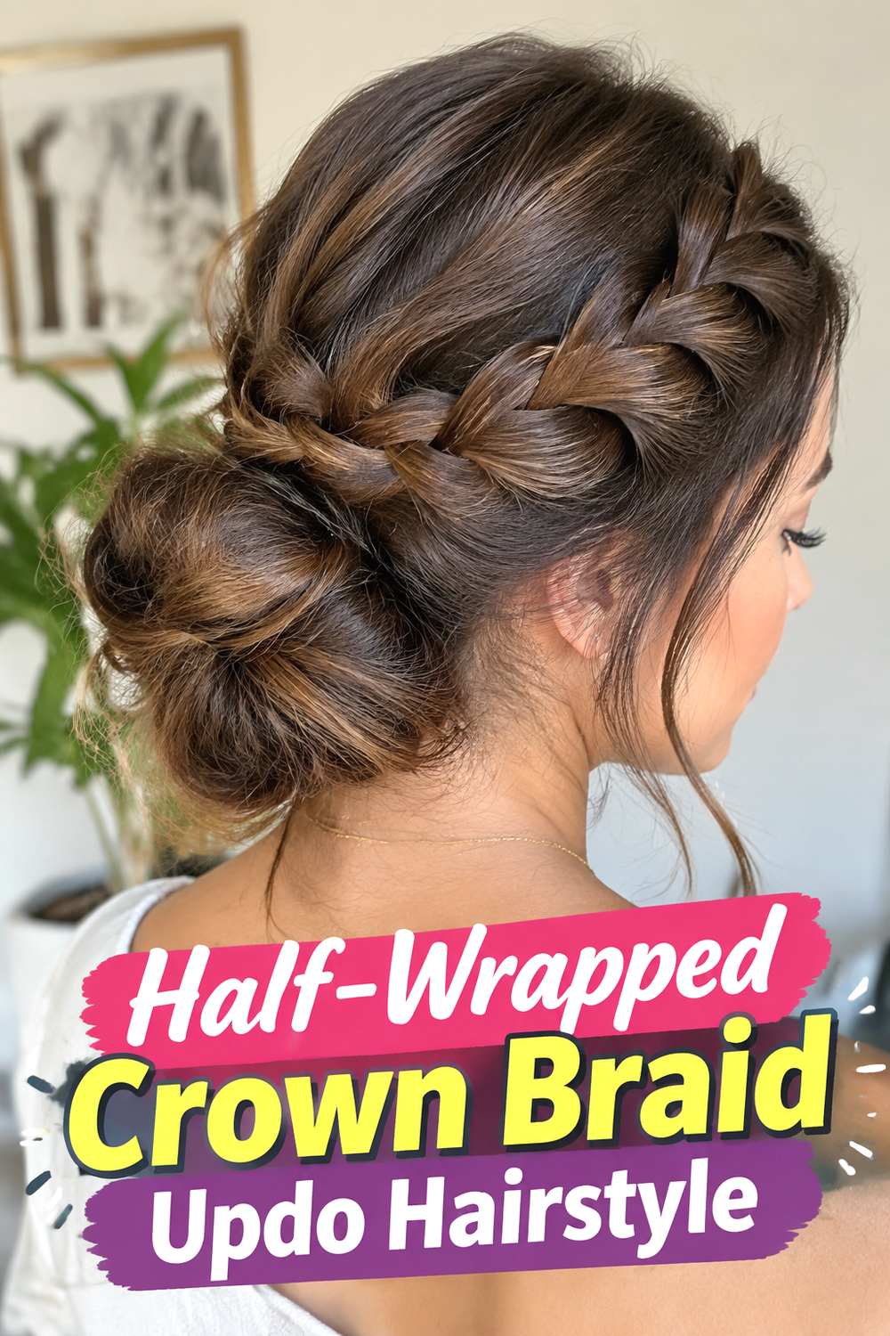 Half-Wrapped Crown Braid Updo Hairstyle