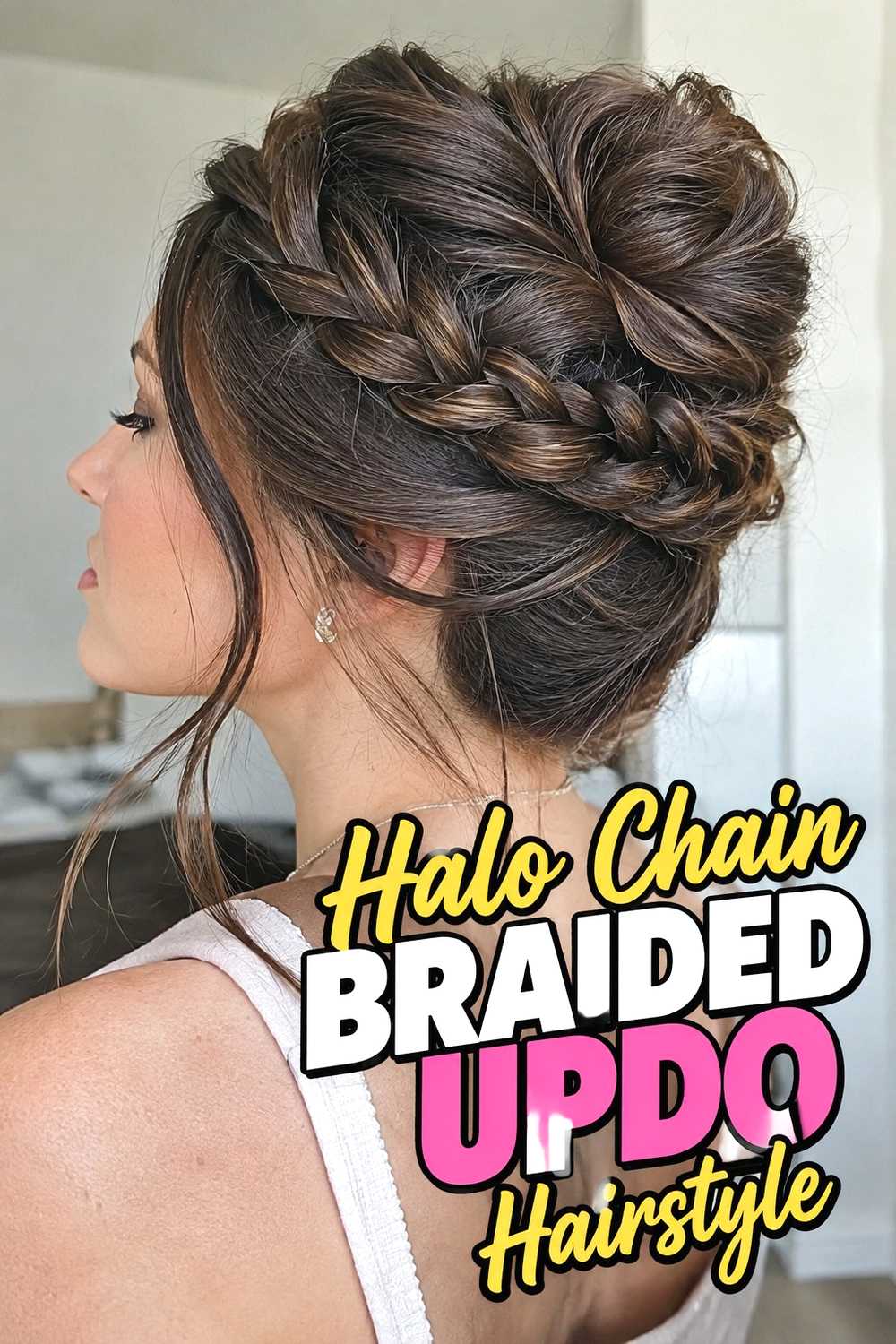 7. Halo Chain Braided Updo Hairstyle