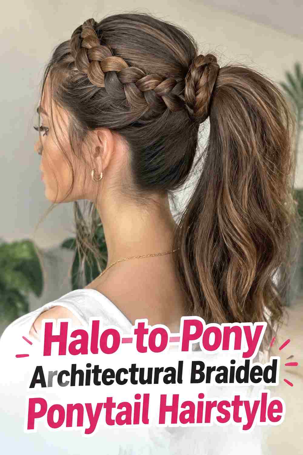 10. Halo To Pony Architectural Braided Ponytail Hairstyle