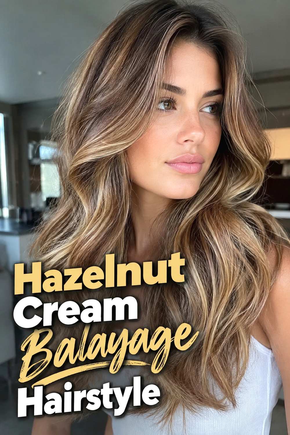 2. Hazelnut Cream Balayage Hairstyle