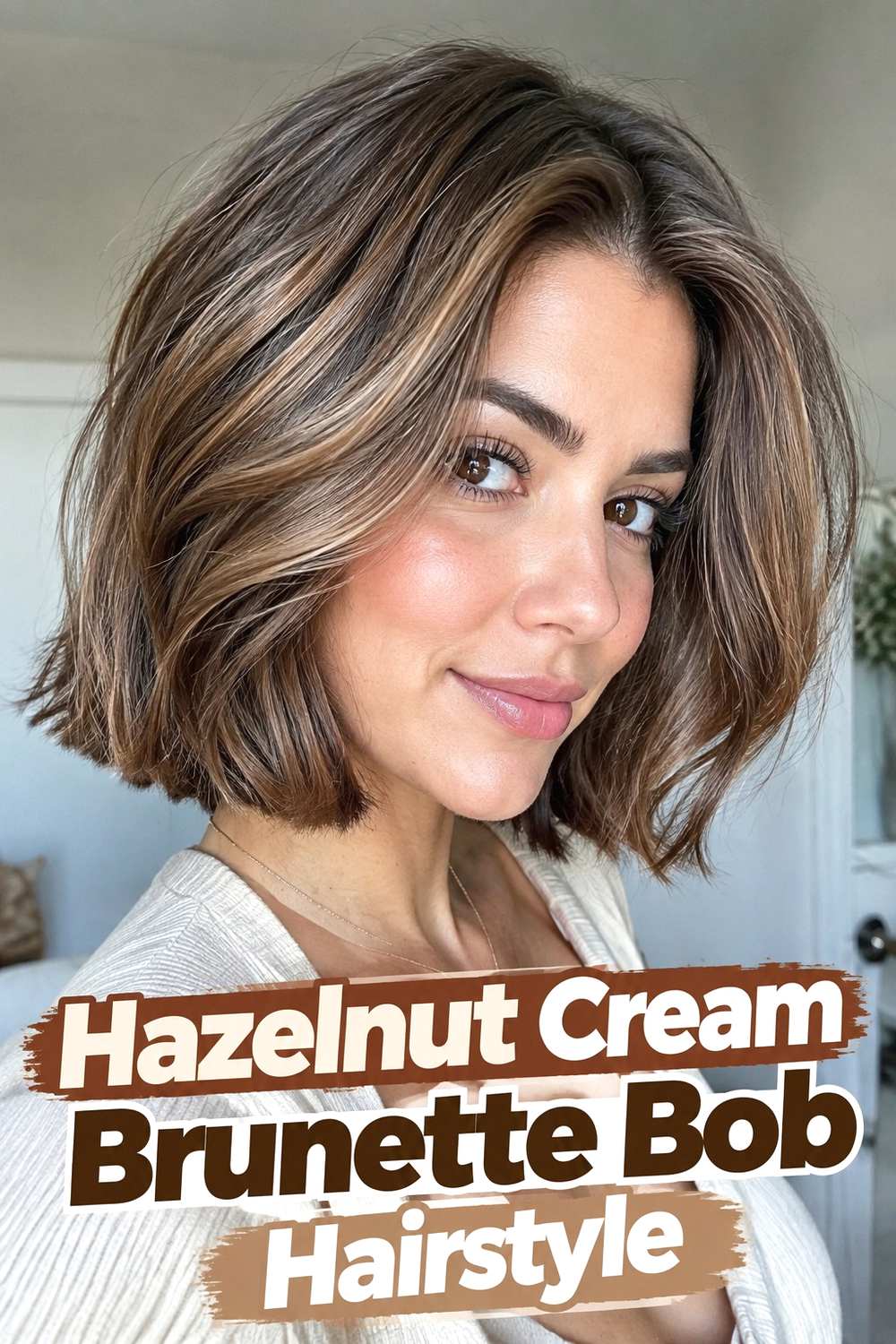 7. Hazelnut Cream Brunette Bob Hairstyle