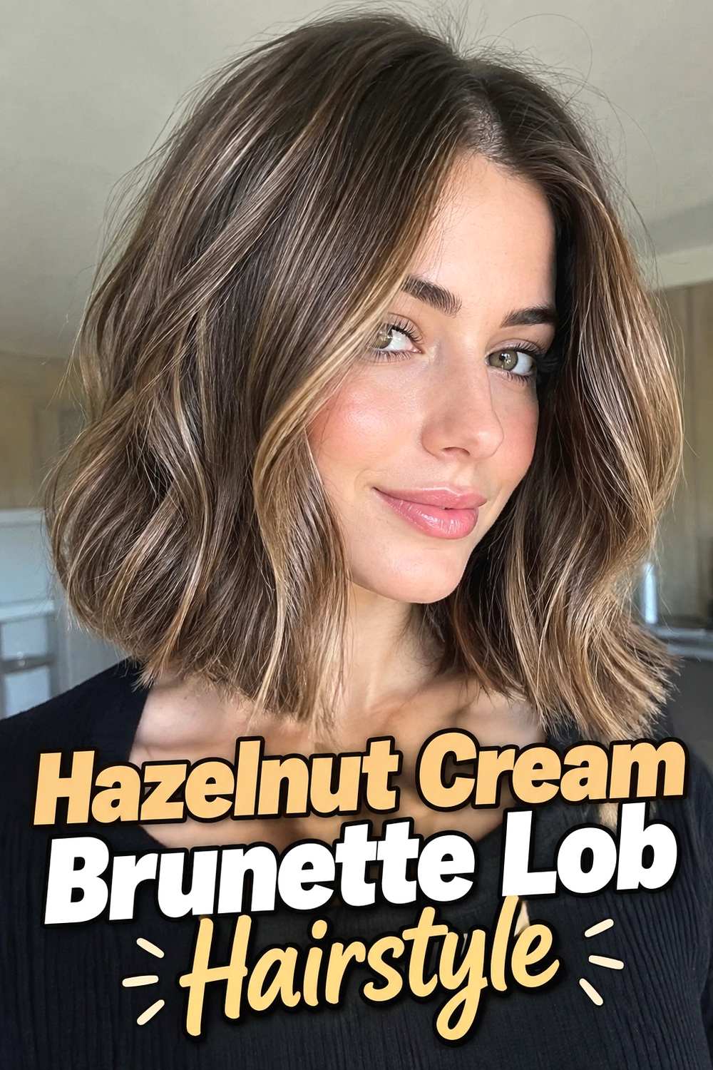 3. Hazelnut Cream Brunette Lob Hairstyle