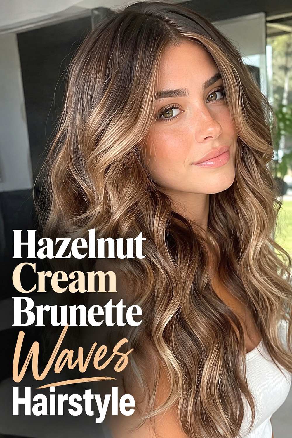 5. Hazelnut Cream Brunette Waves Hairstyle