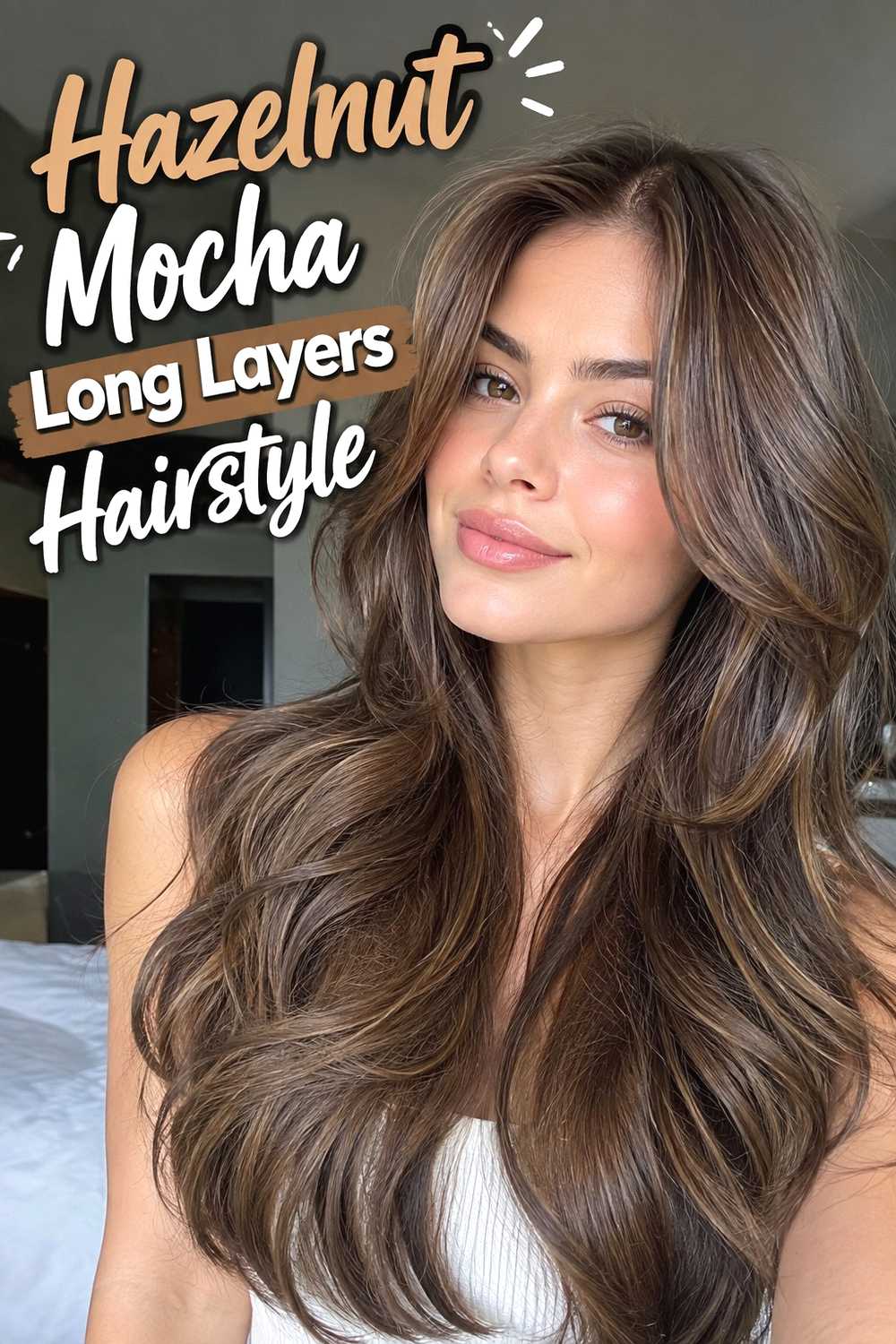 12. Hazelnut Mocha Long Layers Hairstyle