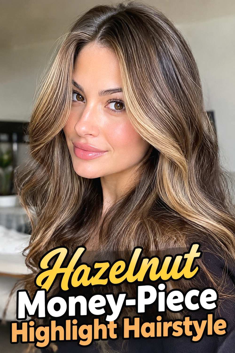 7. Hazelnut Money Piece Highlight Hairstyle