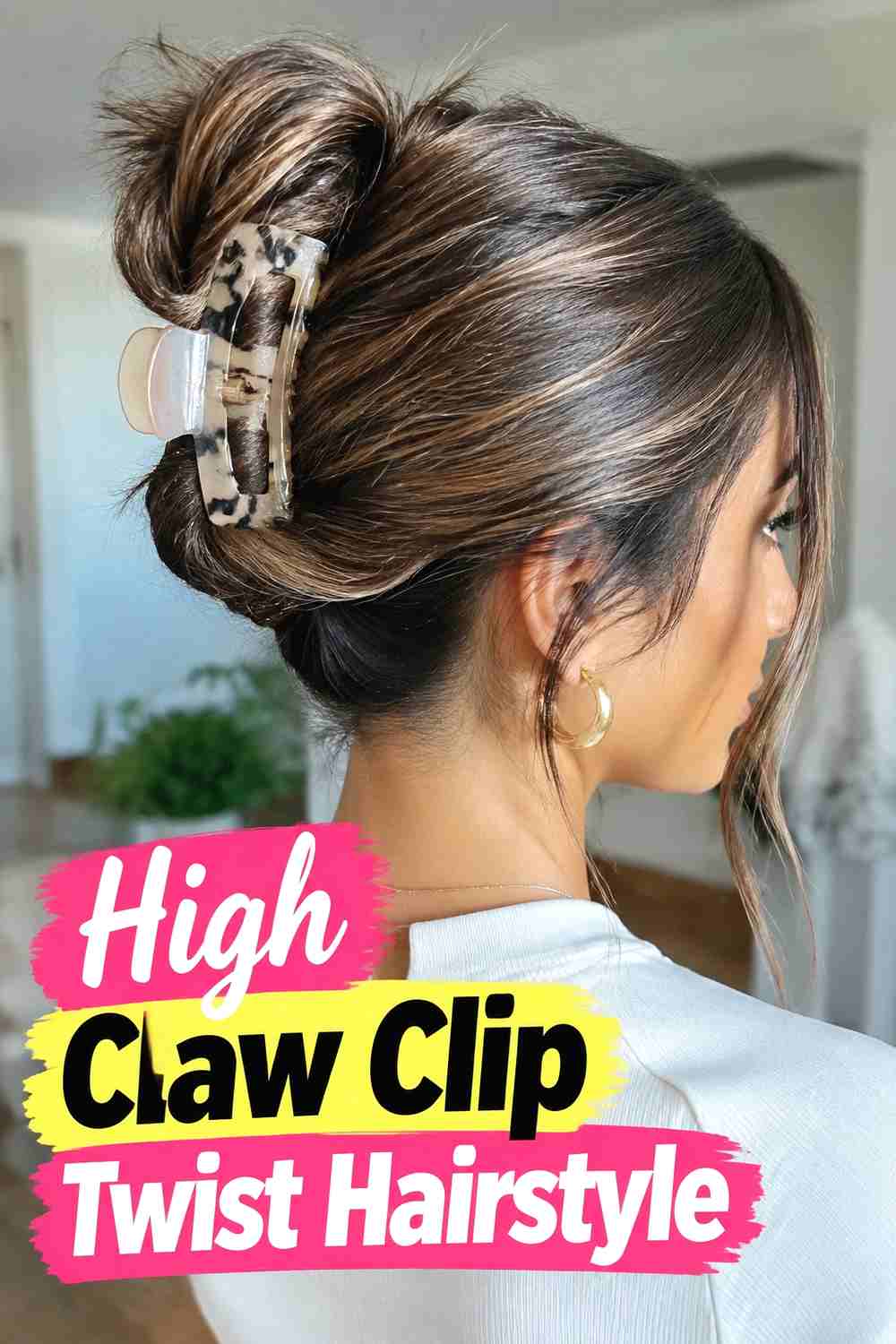 9. High Claw Clip Twist Hairstyle