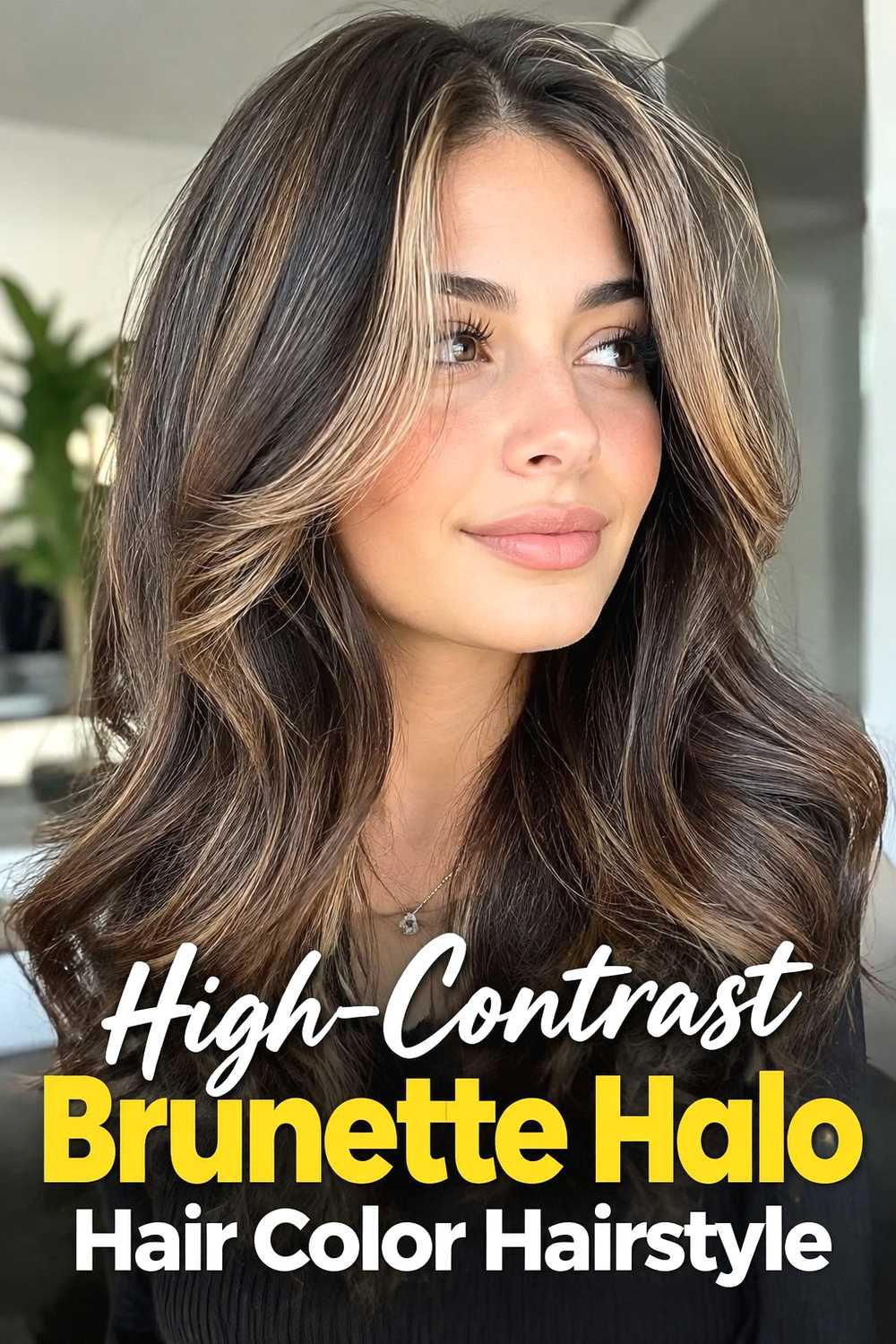 13. High Contrast Brunette Halo Hair Color Hairstyle
