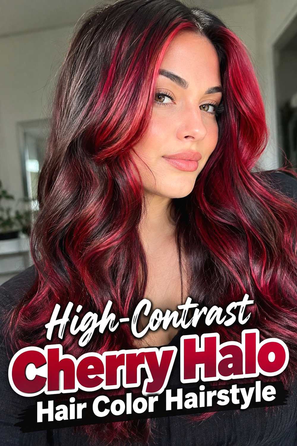 13. High Contrast Cherry Halo Hair Color Hairstyle