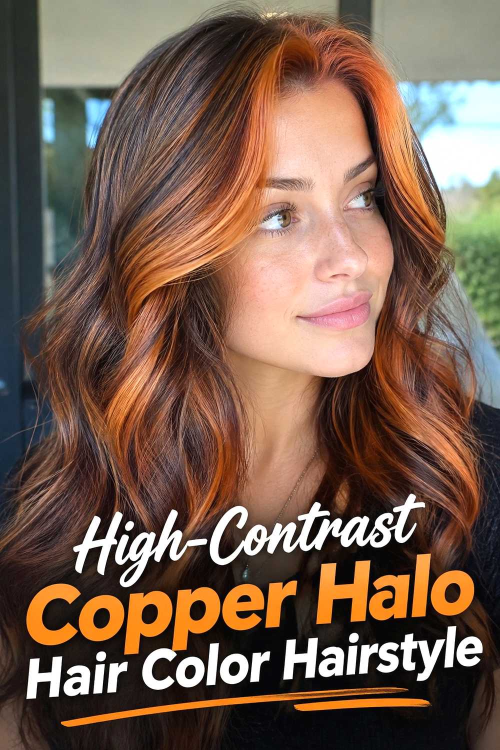 16. High Contrast Copper Halo Hair Color Hairstyle
