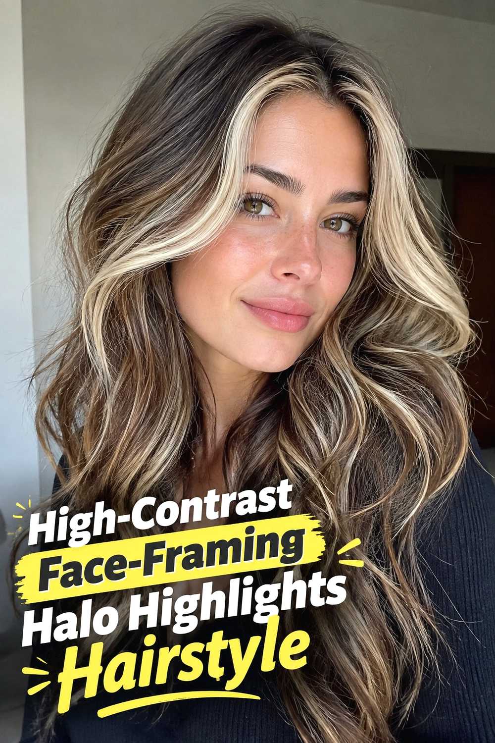 13. High Contrast Face Framing Halo Highlights Hairstyle