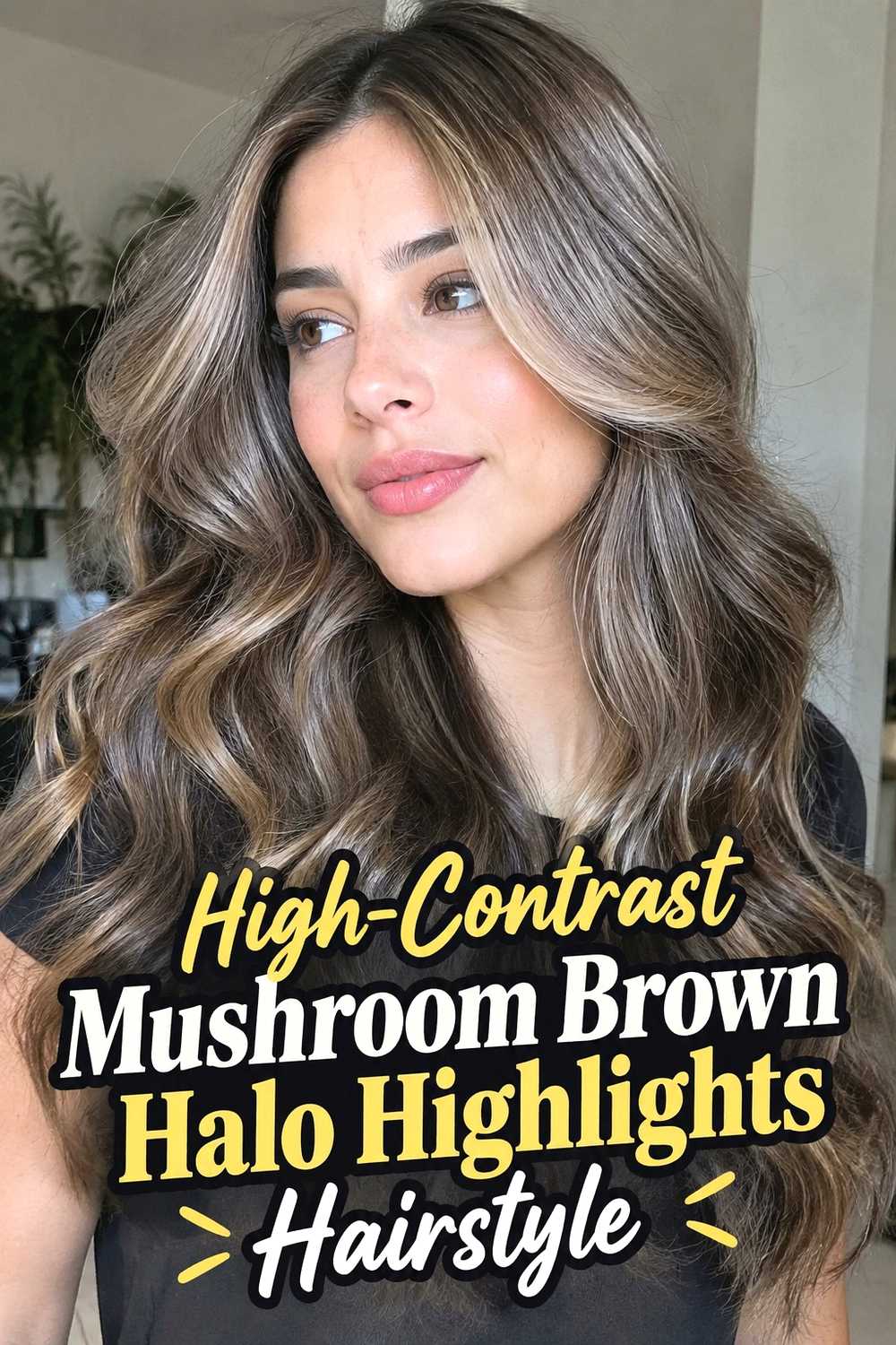 18. High Contrast Mushroom Brown Halo Highlights Hairstyle