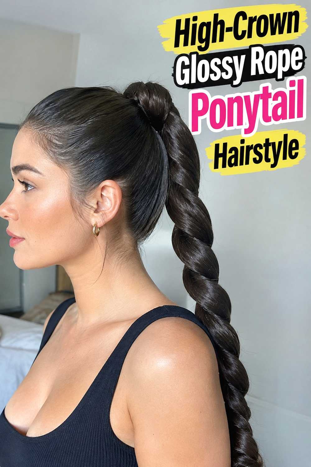 9. High Crown Glossy Rope Ponytail Hairstyle