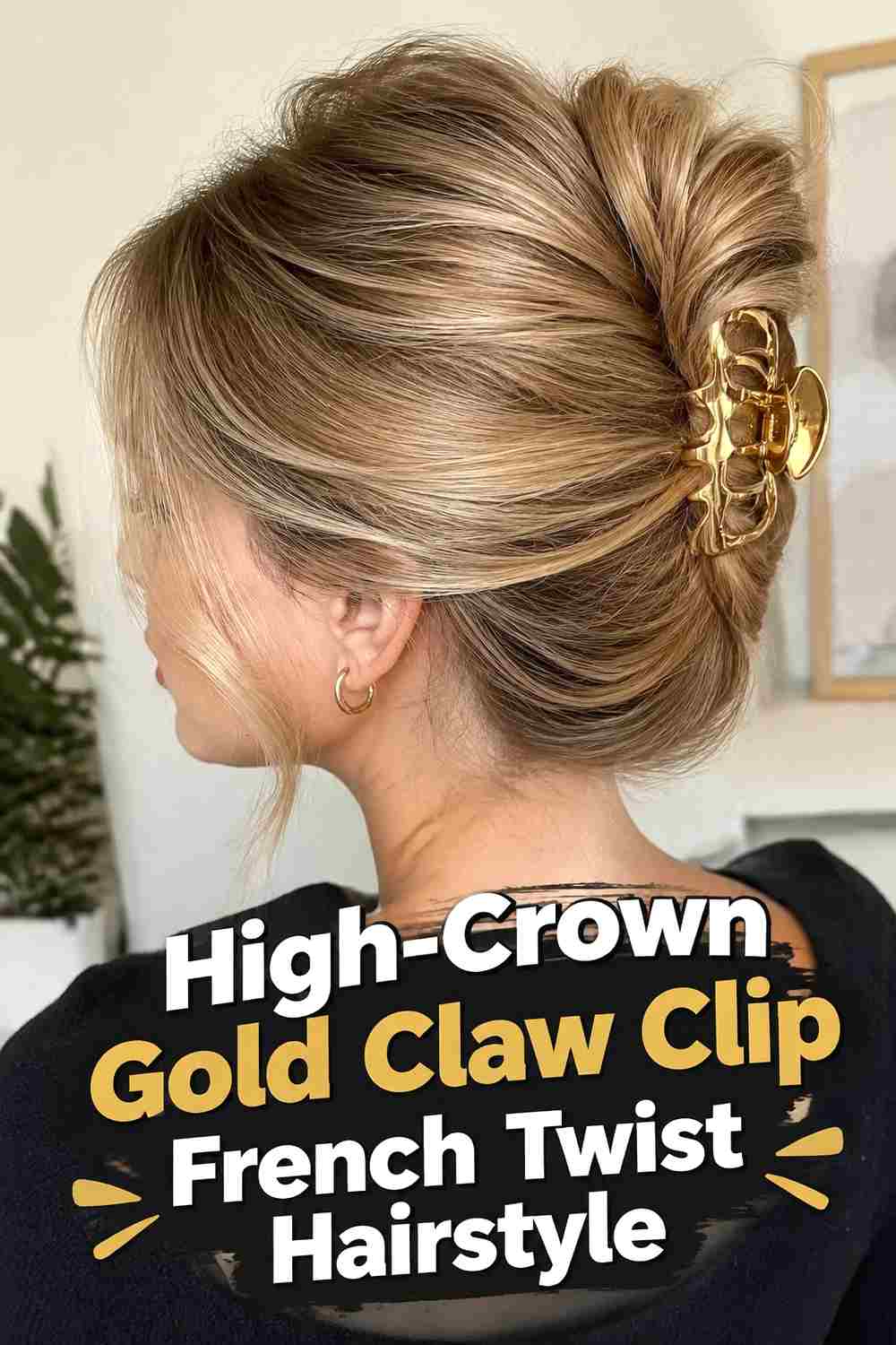 3. High Crown Gold Claw Clip French Twist Hairstyle