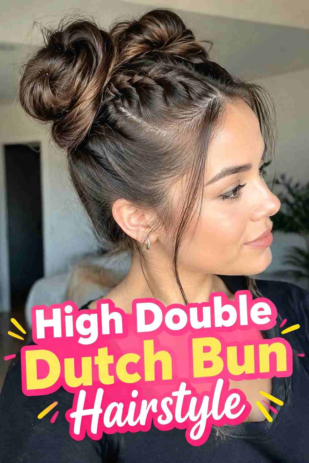 3. High Double Dutch Bun Hairstyle